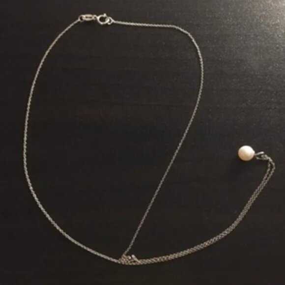 Y2K 925 Silver Chain and Real Pearl Necklace Made in Italy - Picture 7 of 8